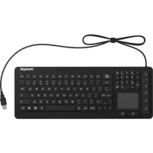 Keysonic KSK-6231 INEL (US) USB Keyboard English (US), QWERTY, Windows Black Silicone cover, Water-proof (IPX7), Backlit, Built-in touchpad, Mouse but