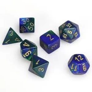 Chessex Gemini Poly 7 Set: Blue - Green/Gold