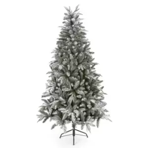 Premier 2.1m Hinged Branches Dusting Snow Flocked Lapland Green Spruce Tree - wilko