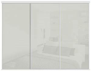 Sliding Doors and track W2216 White Frame Arctic White Glass