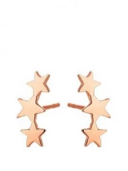 Simply Silver Polished Rose Gold Plated Three Star Climber Earrings