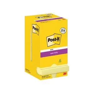 Post-it Super Sticky 76x76mm 90 Sheets Canary Yellow Pack of 12