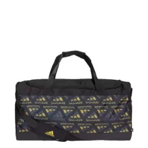 adidas Essentials Linear Graphic Medium Duffel Bag Unisex - Grey Six / Impact Yellow / Bla
