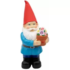 Traditional Garden Gnome With Light-Up Flower Pot