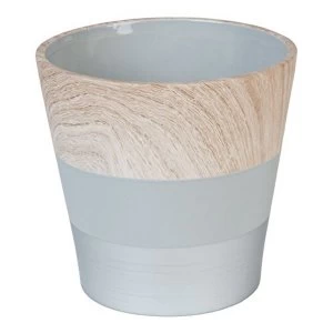 HESTIA? Concrete and Wood Effect Ceramic Planter 17cm