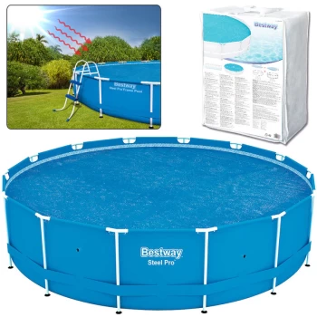 Swimming Pool Solar Cover - Inflatable Protection and Heating Cover - 14ft Pool Equipment - Bestway