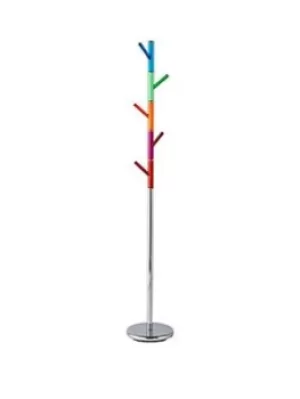 Premier Housewares Coat Stand With Chrome Finish And Coloured Acrylic Pegs