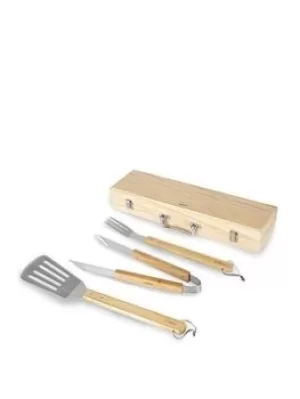 Tower 4 Piece Wooden Handle Bbq Accessory Set