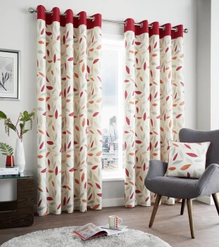 Fusion Beechwood Lined Curtains - 168x183cm - Red.