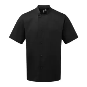Premier Adults Unisex Essential Short Sleeve Chefs Jacket (XS) (Black)