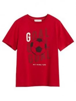 Mango Boys Goal Graphic Print T-Shirt - Red, Size 8 Years