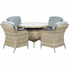 Royalcraft Wentworth Rattan 6 Seater Round Imperial Dining Set Synthetic Rattan - wilko