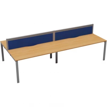 4 Person Double Bench Desk 1200X780MM Each - Silver/Beech