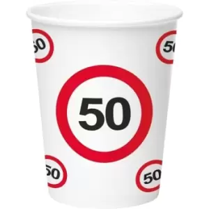 50th Birthday Traffic Sign Paper Cups 350ml