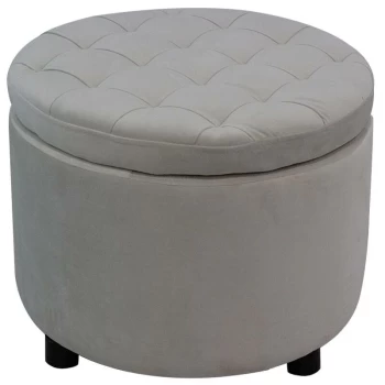 Fwstyle - Cream Velvet Round Ottoman Storage Stool Footrest - Cream