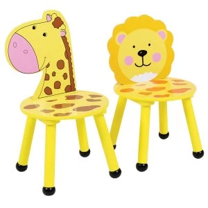 Charles Bentley Kids Jungle Safari Lion Chairs - Set of 2