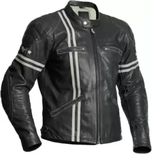 Halvarssons Dresden Motorcycle Leather Jacket, black-white, Size 50, black-white, Size 50