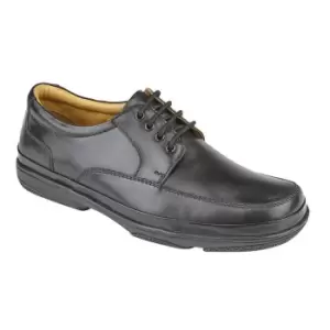 Roamers Mens Leather Wide Fit 4 Eye Deluxe Casual Shoes (7 UK) (Black)