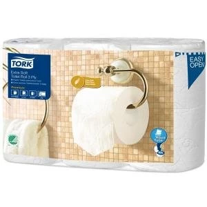Tork Premium 3 Ply Extra Soft Conventional Toilet Roll White Pack of 6