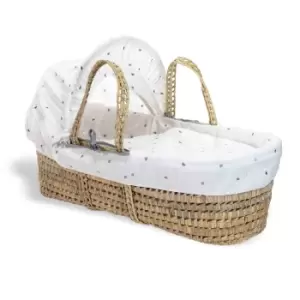 Clair de Lune Lullaby Hearts Palm Moses Basket - Grey