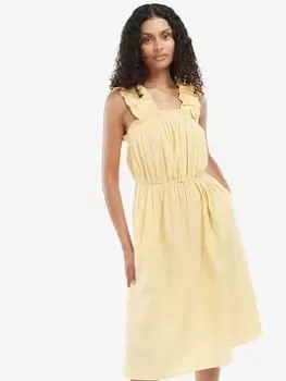 Barbour Abbey Sleeveless Midi Dress - Yellow, Yellow, Size 16, Women