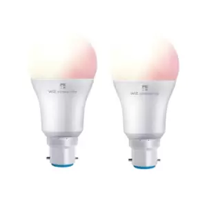 4lite WiZ Connected LED Smart A60 Bulb WiFi & Bluetooth BC (B22) Colour Changing, Tuneable White & Dimmable - Twin Pack