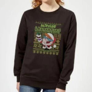 Dexter's Lab Pattern Womens Christmas Sweatshirt - Black