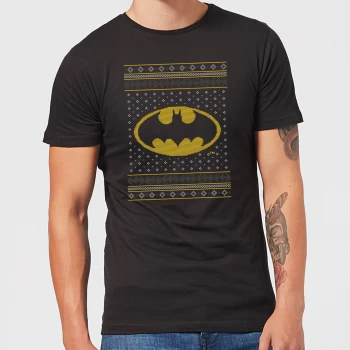 DC Comics Batman Knit Mens Christmas T-Shirt in Black - 5XL