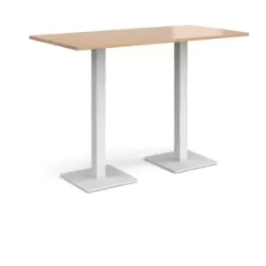 Brescia rectangular poseur table with flat square white bases 1600mm x 800mm - beech