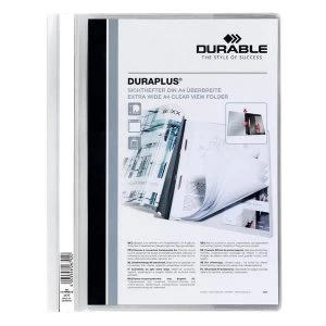 Durable DURAPLUS A4 Quotation PVC Folder with Clear Title Pocket White Pack of 25 Folders