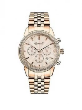 Ingersoll Ingersoll 1892 The Gem Rose Gold Jewelled Chronograph Dial Rose Gold Stainless Steel Bracelet Ladies Watch, One Colour, Women