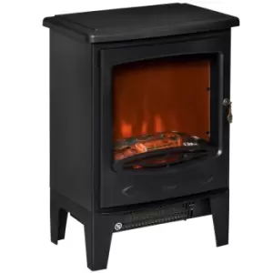 Etna 1.8kW Freestanding Electric Fireplace Stove with Realistic Flame Effect - Black