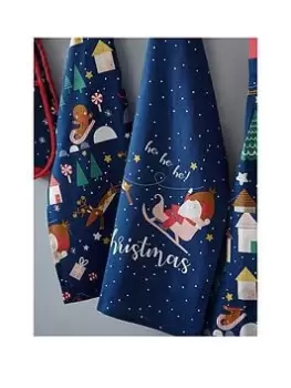 Catherine Lansfield Santas Christmas Wonderland Set Of 2 Tea Towels