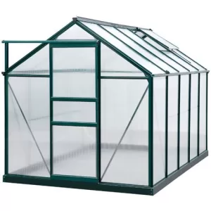 Outsunny Clear Polycarbonate Greenhouse Aluminium Frame Large Walk-In Garden Plants Grow Galvanized Base 6 x 10ft