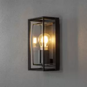 Brindisi Outdoor Modern Lantern Wall Light Black Open Frame Clear Glass E27, IP54