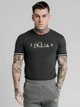 Siksilk Short Sleeve Signature Tee, Grey, Size XL, Men