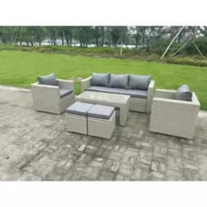 Fimous - Wicker Rattan Garden Furniture Sofa Sets Outdoor Patio Coffee Table With Stools light grey