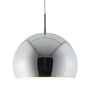 1 Light Small Dome Ceiling Pendant Chrome, White, E27