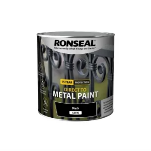 Ronseal Direct Metal Paint Black Satin 2.5L