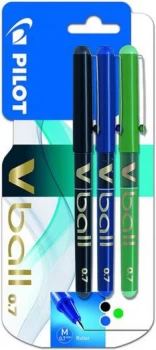 Pilot Pen Pilot Vball Rollerball Pen 0.7 Assorted Colours 3 pack