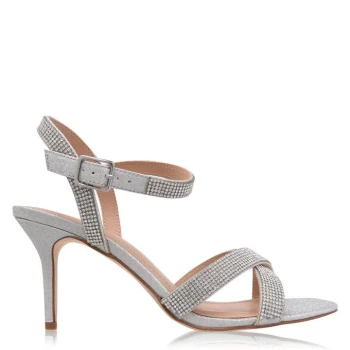 Linea D Strap Heeled Sandals - Silver