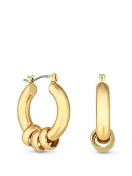 Mood Gold Polished And Satin Tri Charmed Hoop Earrings