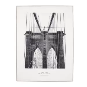 New York 60x80cm Large Monochrome Framed Wall Art Silver
