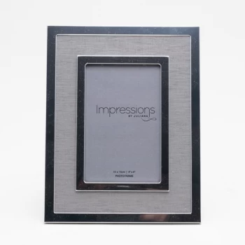 4" x 6" - Silver Plated Photo Frame with Grey Linen Insert