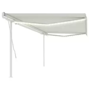 Vidaxl Manual Retractable Awning With LED 5X3 M Cream