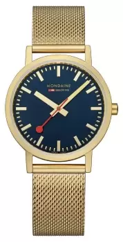 Mondaine A660.30314.40SBM Classic 36mm Blue Dial IP Watch