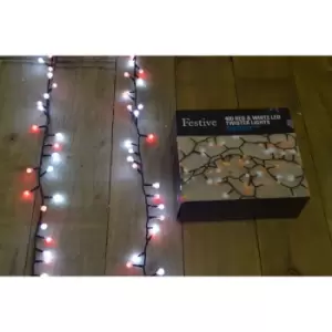 400 LED (10.3m) Red & White Christmas Twister Lights For Indoor & Outdoor Use
