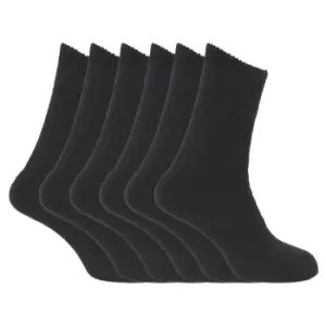 FLOSO Ladies/Womens Premium Quality Multipack Thermal Socks, Double Brushed Inside (Pack Of 6) (Shoe 4-7) (Black)