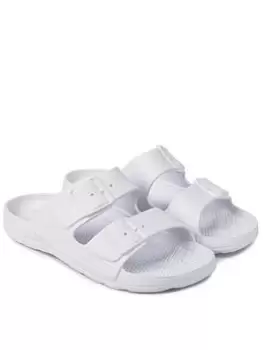 TOTES Ladies Solbounce Buckle Cross Slide Sandals - White, Size 5, Women
