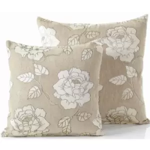 Alan Symonds - Chenille Rose 18 Cream Cushion Cover Bed Sofa Accessory Unfilled - Cream